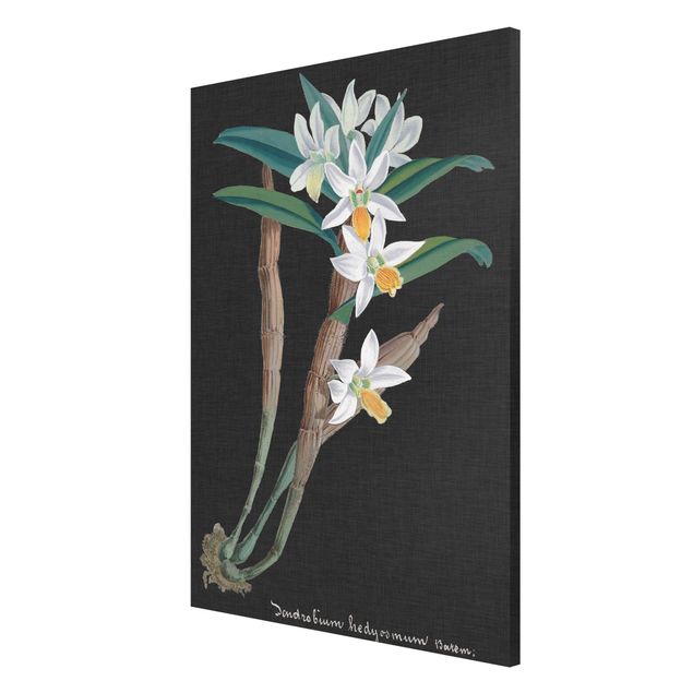 Magnettafel - Weiße Orchidee auf Leinen I - Memoboard Hochformat 3:2