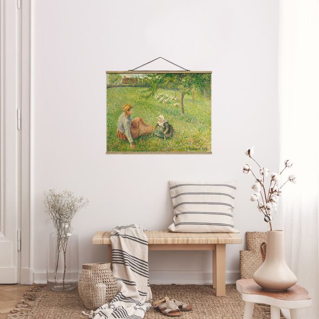 Stoffbild mit Posterleisten - Camille Pissarro - Gänsehirtin - Querformat 4:3
