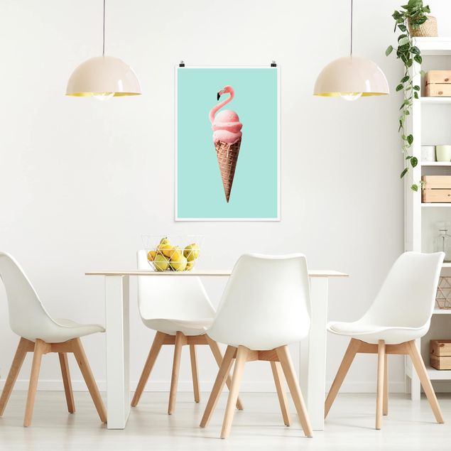 Poster - Jonas Loose - Eis mit Flamingo - Hochformat 3:2