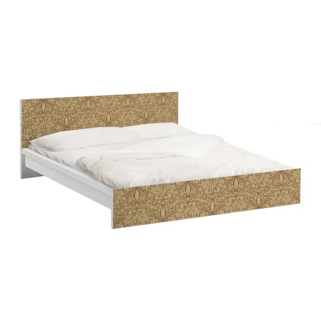 Möbelfolie für IKEA Malm Bett niedrig 160x200cm - Klebefolie Spirituelles Muster Beige