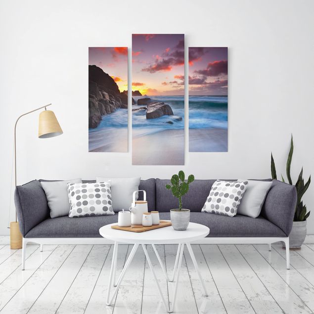 Leinwandbild 3-teilig - Am Meer in Cornwall - Galerie Triptychon