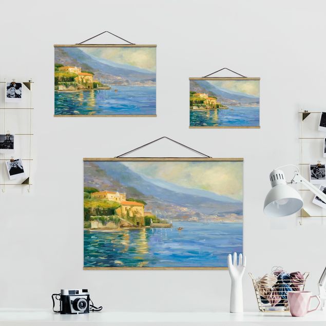 Stoffbild mit Posterleisten - Italienische Landschaft - Meer - Querformat 3:2