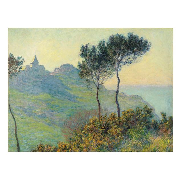 Leinwanddruck Claude Monet - Gemälde Die Kirche von Varengeville bei Abendsonne - Kunstdruck Quer 4:3 - Impressionismus