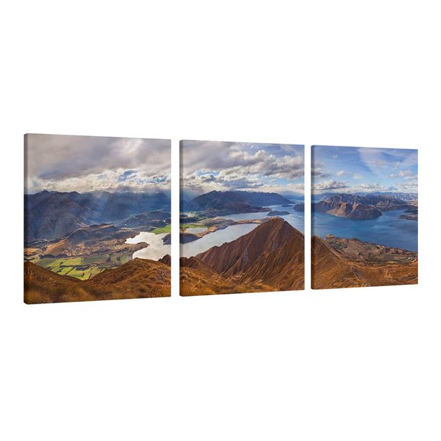 Leinwandbild 3-teilig - Roys Peak in Neuseeland - Quadrate 1:1