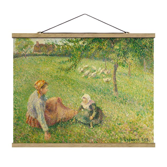 Stoffbild mit Posterleisten - Camille Pissarro - Gänsehirtin - Querformat 4:3