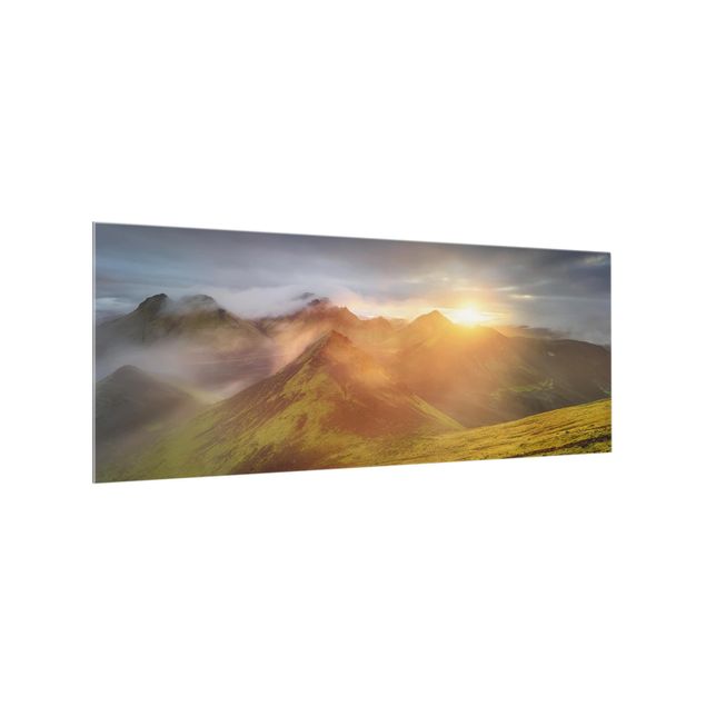 Spritzschutz Glas - Storkonufell im Sonnenaufgang - Panorama - 5:2