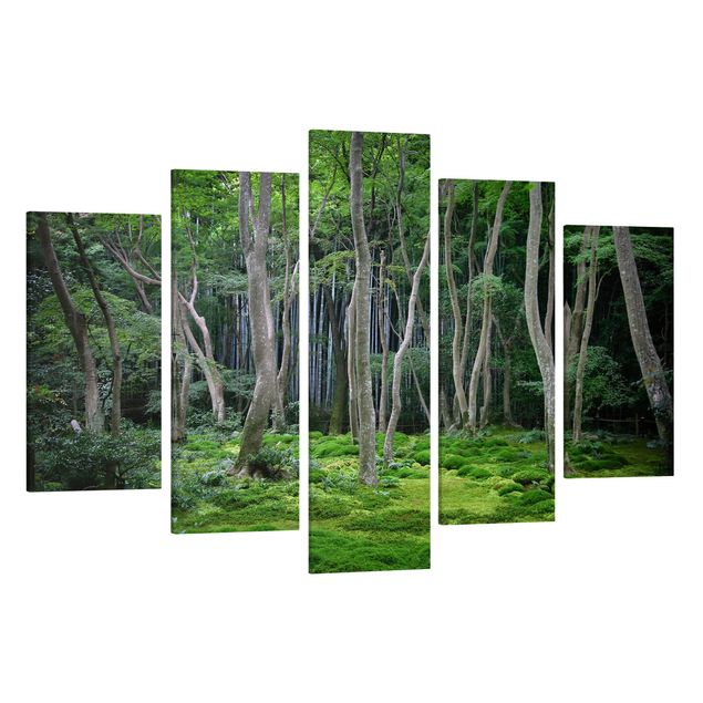 Leinwandbild 5-teilig - Japanischer Wald