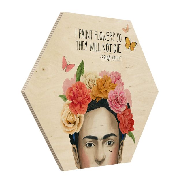 Hexagon Bild Holz - Fridas Gedanken - Blumen