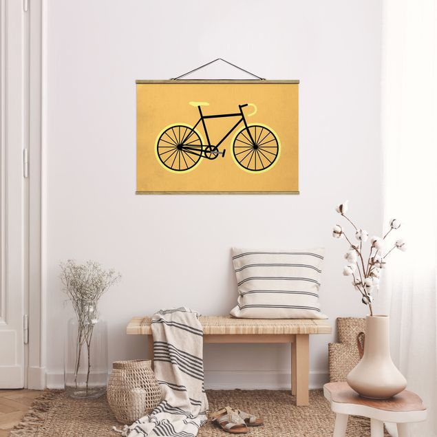Stoffbild mit Posterleisten - Fahrrad in Gelb - Querformat 3:2