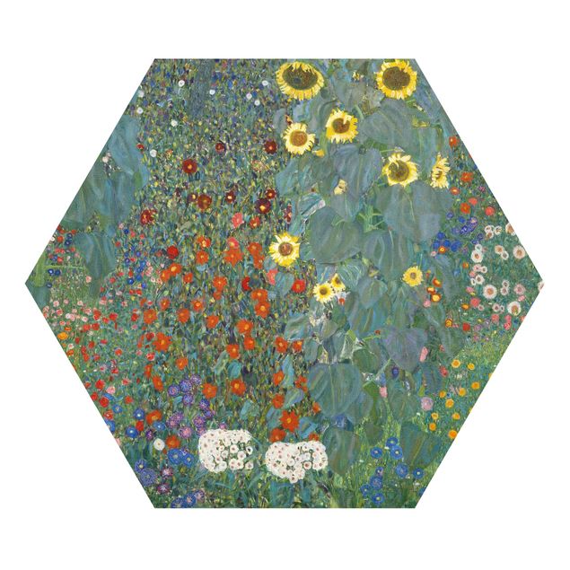 Hexagon Bild Forex - Gustav Klimt - Garten Sonnenblumen