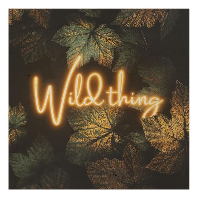 Holzbild - Wild Thing goldene Blätter - Quadrat 1:1