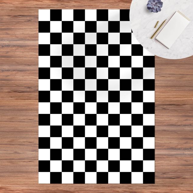 Moderne Teppiche Geometrisches Muster Schachbrett Schwarz Weiß