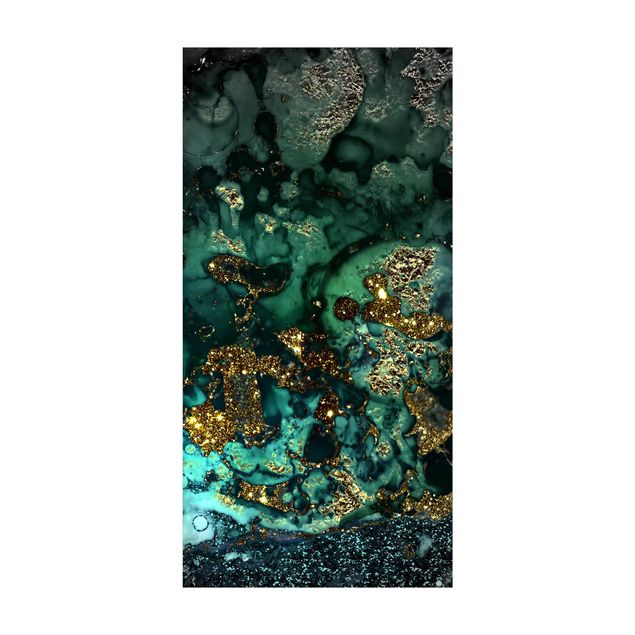 Schwarzer Teppich Goldene Meeres-Inseln Abstrakt