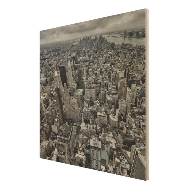 Holzbild - Blick über Manhattan - Quadrat 1:1