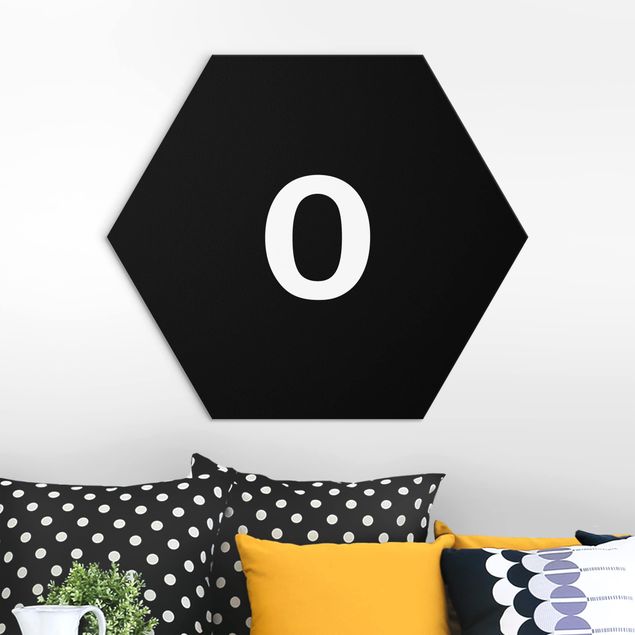 Hexagon Bild Alu-Dibond - Buchstabe Schwarz O