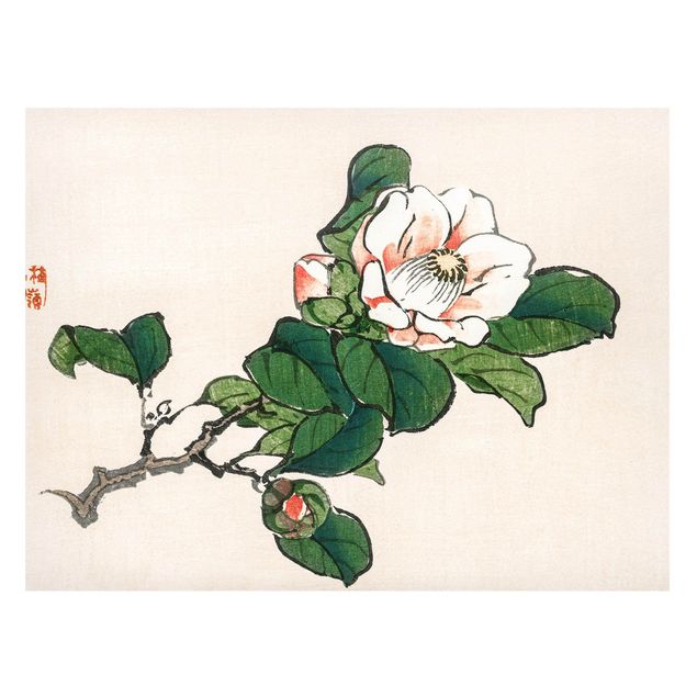 Magnettafel - Asiatische Vintage Zeichnung Apfelblüte - Memoboard Querformat 3:4