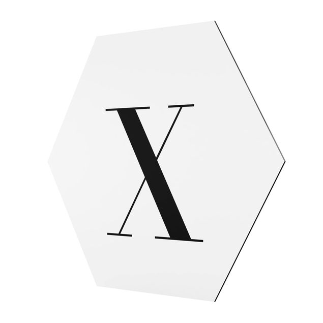 Hexagon Bild Alu-Dibond - Buchstabe Serif Weiß X