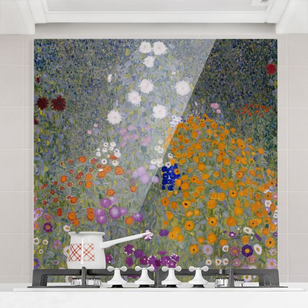 Glas Spritzschutz - Gustav Klimt - Bauerngarten - Quadrat - 1:1