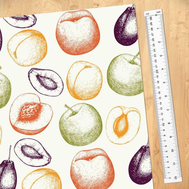 Klebefolie - Handgezeichnetes Obst Küchen-Muster