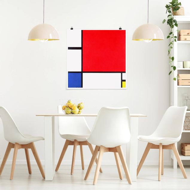 Poster - Piet Mondrian - Komposition Rot Blau Gelb - Quadrat 1:1