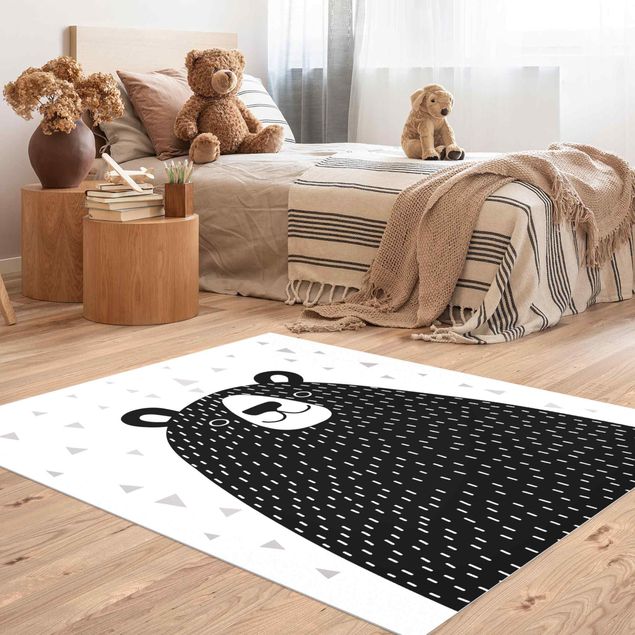 Weißer Teppich Tierpark mit Mustern - Bär