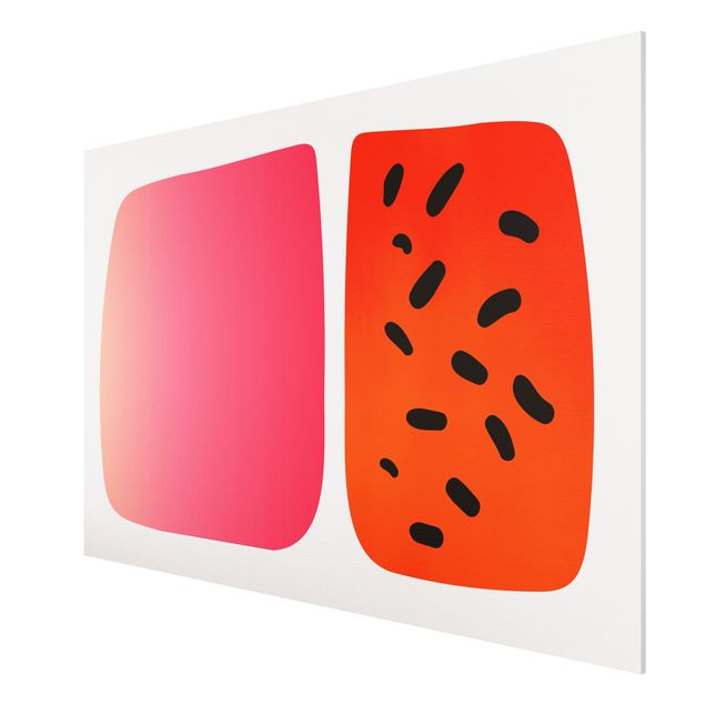 Forex Fine Art Print - Abstrakte Formen - Melone und Rosa - Querformat 2:3