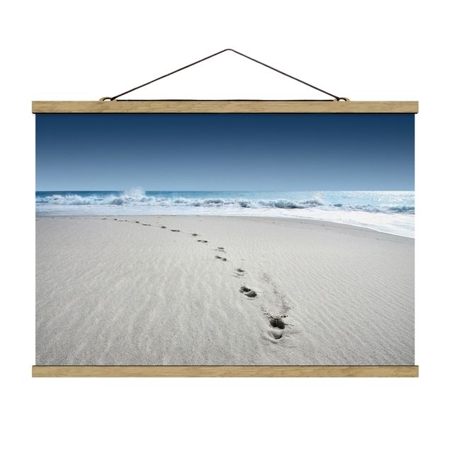 Stoffbild mit Posterleisten - Spuren im Sand - Querformat 3:2