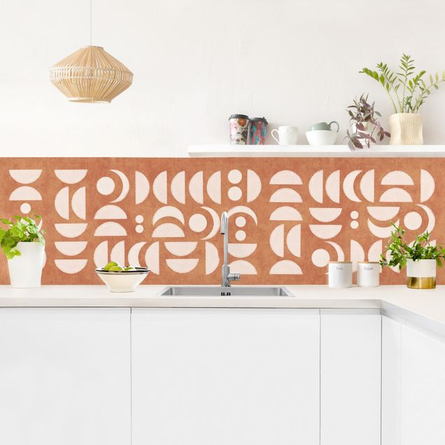 Küchenrückwand - Abstrakte Monde terracotta