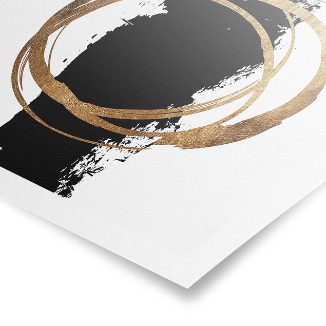 Poster - Abstrakte Formen - Gold und Schwarz - Quadrat 1:1