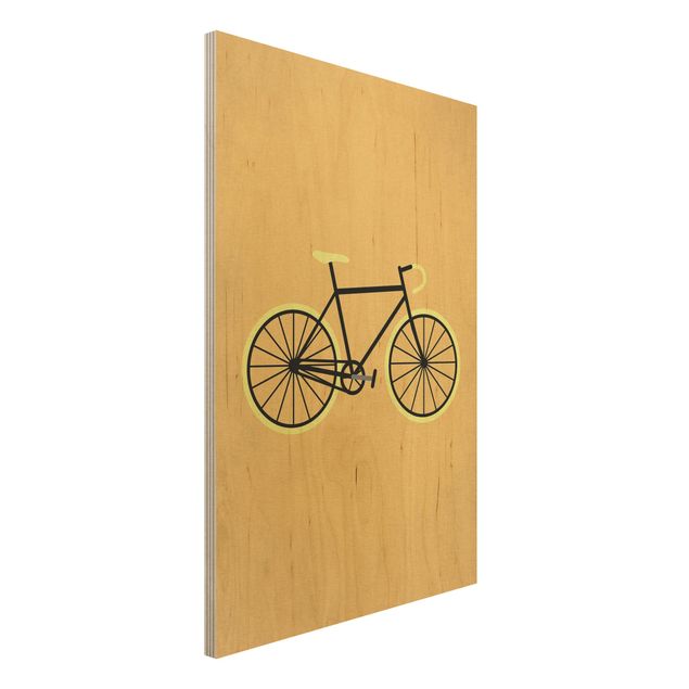 Holzbild - Fahrrad in Gelb - Hochformat 3:2