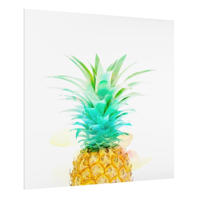 Glas Spritzschutz - Ananas Aquarell - Quadrat - 1:1