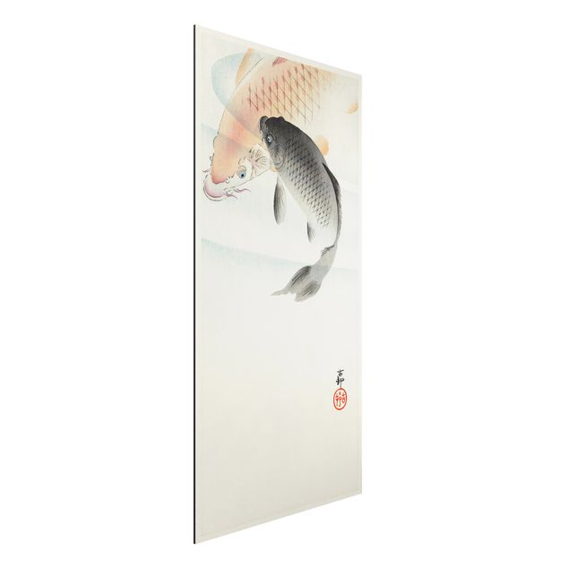 Aluminium Print gebürstet - Vintage Illustration Asiatische Fische I - Hochformat 2:1