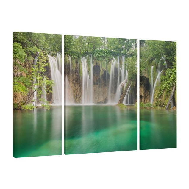 Leinwandbild 3-teilig - Wasserfall Plitvicer Seen - Triptychon