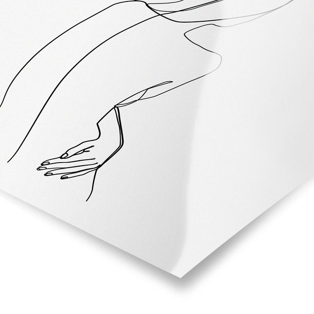 Poster - Line Art Rücken Frau Schwarz Weiß - Quadrat 1:1