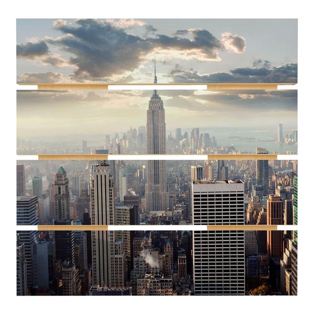 Holzbild - Sonnenaufgang in New York - Quadrat 1:1