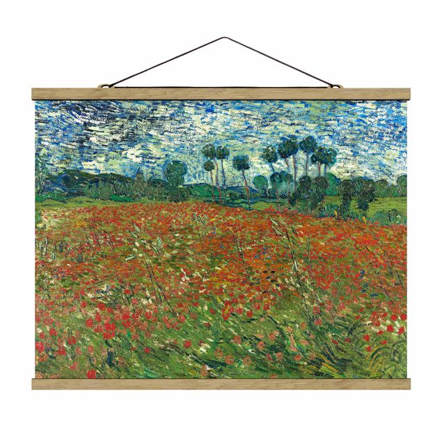 Stoffbild mit Posterleisten - Vincent van Gogh - Mohnfeld - Querformat 4:3