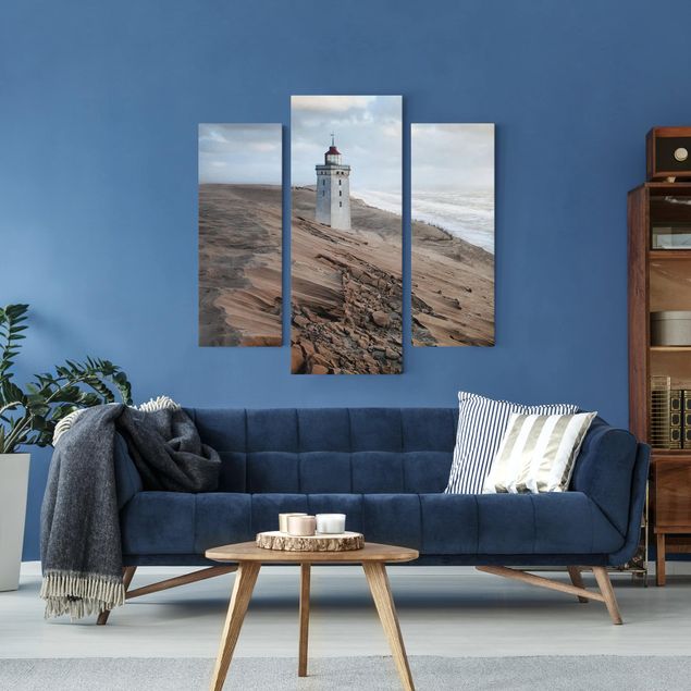 Leinwandbild 3-teilig - Leuchtturm in Dänemark - Galerie Triptychon