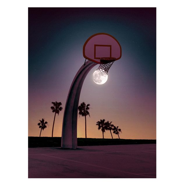 Magnettafel - Jonas Loose - Basketball mit Mond - Memoboard Hochformat 4:3