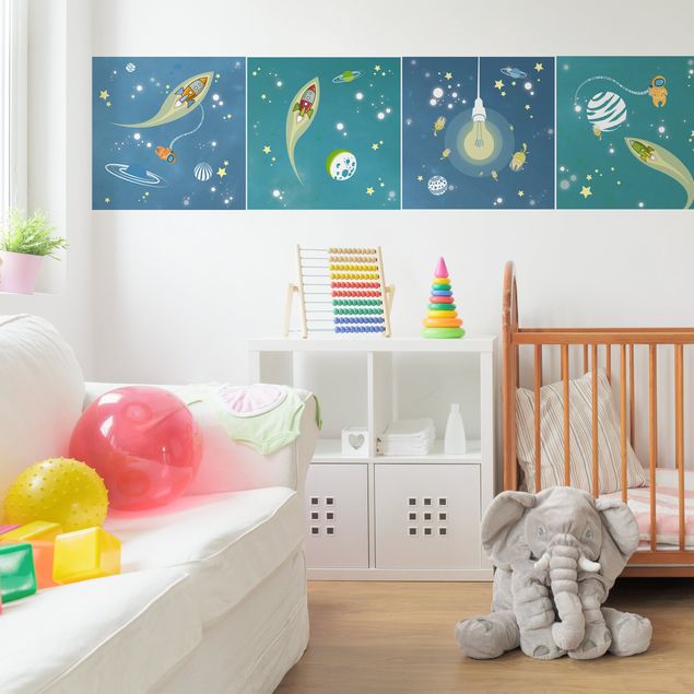 Möbelfolie Kinderzimmer - Weltall und Astronauten Set