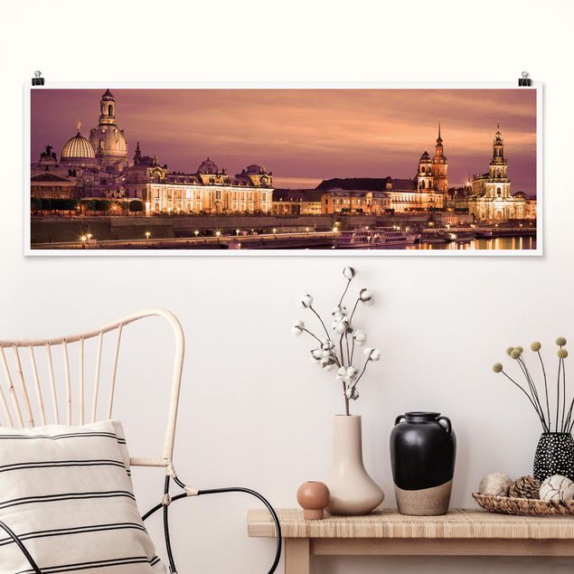 Poster - Canalettoblick Dresden - Panorama Querformat