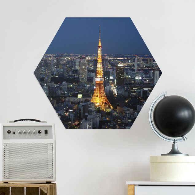 Hexagon Bild Alu-Dibond - Tokyo Tower