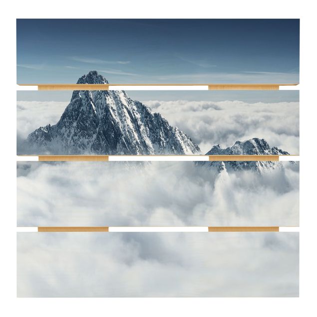 Holzbild - Die Alpen über den Wolken - Quadrat 1:1