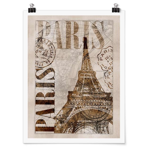 Poster - Shabby Chic Collage - Paris - Hochformat 4:3