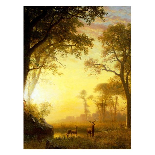 Magnettafel - Albert Bierstadt - Sonnenbeschienene Lichtung - Memoboard Hochformat 4:3