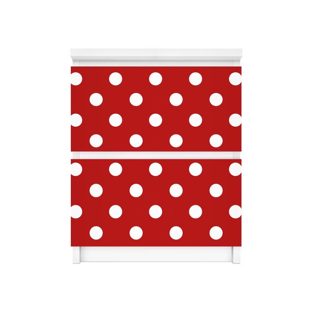 Möbelfolie für IKEA Malm Kommode - Selbstklebefolie No.DS92 Punktdesign Girly Rot
