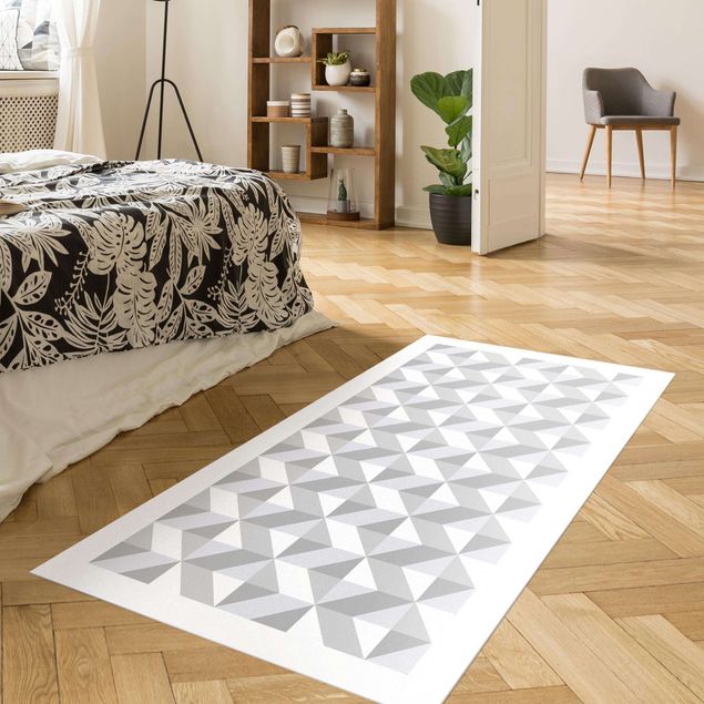 Moderner Teppich Geometrischer 3D Effekt mit Rahmen