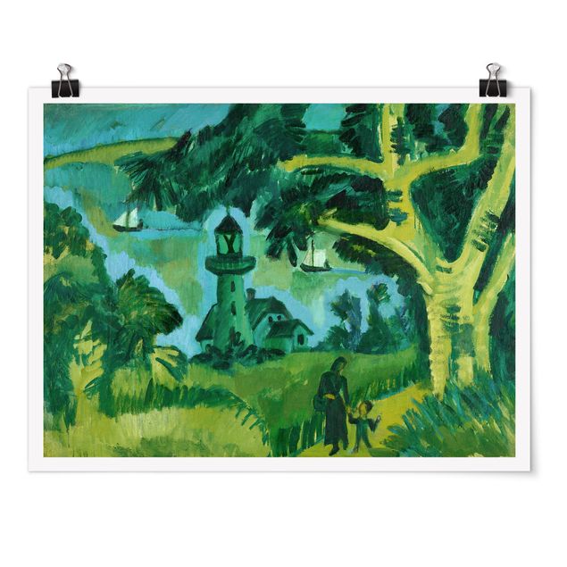 Poster - Ernst Ludwig Kirchner - Leuchtturm auf Fehmarn - Querformat 3:4