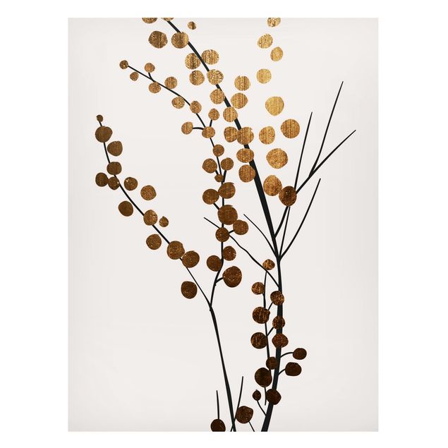 Magnettafel - Grafische Pflanzenwelt - Beeren Gold - Hochformat 3:4