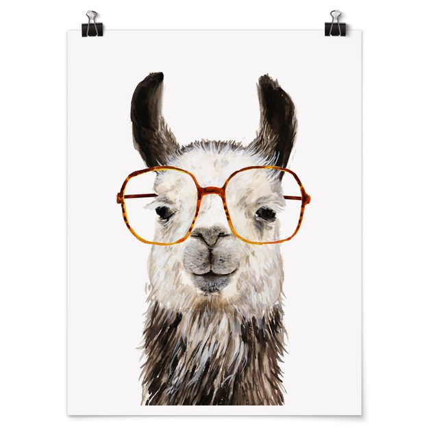 Poster - Hippes Lama mit Brille IV - Hochformat 3:4