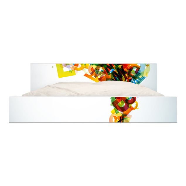 Möbelfolie für IKEA Malm Bett niedrig 180x200cm - Klebefolie Rainbow Alphabet